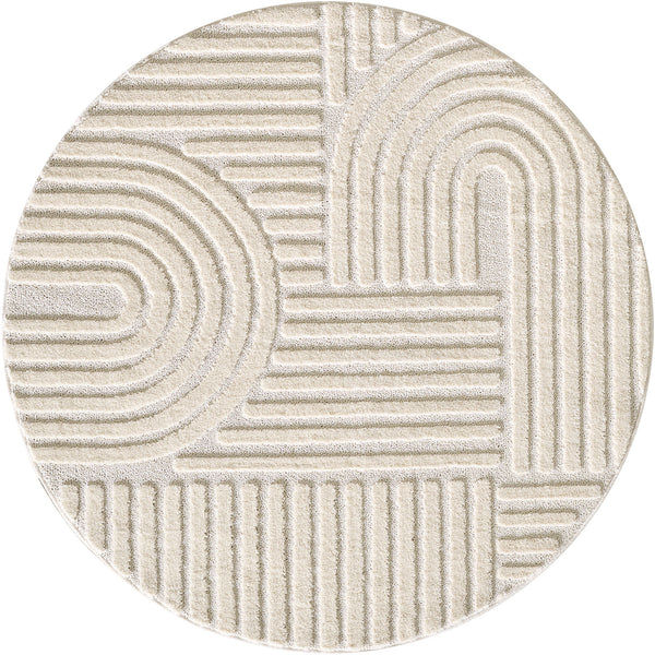 Rond Vloerkleed ART Cream – Japandi Stijl, Zacht & Tijdloos