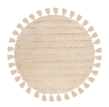 Handgemaakt rond wollen vloerkleed in Boho-stijl (Natural, Ø 160 cm)