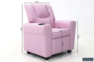Kinder Relaxfauteuil RENÉE – Manueel verstelbare mini relaxstoel in roze PU