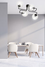 BRENDI 4-Lichts Plafondlamp – Zwart Staal met Transparante Glazen Kappen