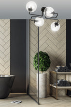 BRENDI 4-Lichts Plafondlamp – Zwart Staal met Transparante Glazen Kappen