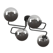 BRENDI 4-Lichts Plafondlamp – Zwart Staal met Smoke Glazen Kappen