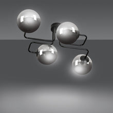 BRENDI 4-Lichts Plafondlamp – Zwart Staal met Smoke Glazen Kappen