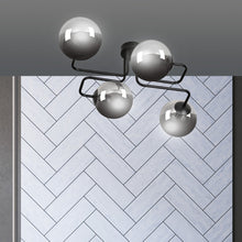 BRENDI 4-Lichts Plafondlamp – Zwart Staal met Smoke Glazen Kappen