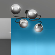 BRENDI 4-Lichts Plafondlamp – Zwart Staal met Smoke Glazen Kappen