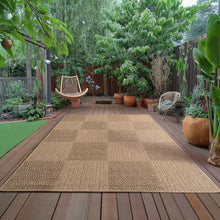Vloerkleed TIMBER Beige – Blokpatroon design indoor & outdoor vloerkleed