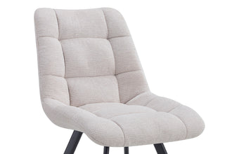 Eetkamerstoel LIZZY – Comfortabele stoffen stoel met metalen poten in beige