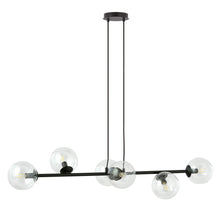 ROSSI 6-Lichts Hanglamp – Zwart Staal met Transparante Glazen Kappen
