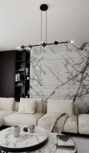 ROSSI 6-Lichts Hanglamp – Zwart Staal met Transparante Glazen Kappen