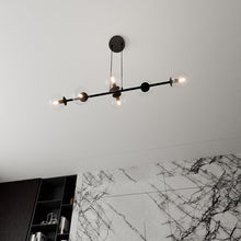 ROSSI 6-Lichts Hanglamp – Zwart Staal met Transparante Glazen Kappen