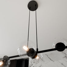 ROSSI 6-Lichts Hanglamp – Zwart Staal met Transparante Glazen Kappen
