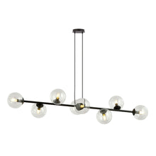 ROSSI 8-Lichts Hanglamp – Zwart Staal met Transparante Glazen Kappen
