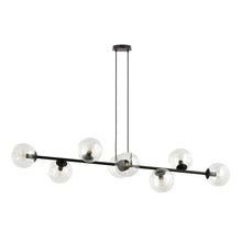 ROSSI 8-Lichts Hanglamp – Zwart Staal met Transparante Glazen Kappen