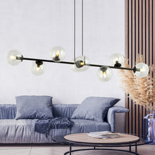 ROSSI 8-Lichts Hanglamp – Zwart Staal met Transparante Glazen Kappen