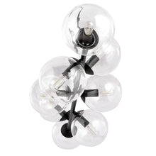 ROSSI 8-Lichts Hanglamp – Zwart Staal met Transparante Glazen Kappen