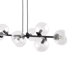 ROSSI 8-Lichts Hanglamp – Zwart Staal met Transparante Glazen Kappen
