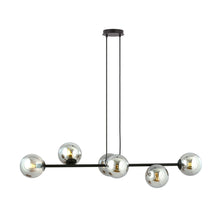 ROSSI 6-Lichts Hanglamp – Zwart Staal met Smoke Glazen Kappen
