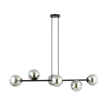 ROSSI 6-Lichts Hanglamp – Zwart Staal met Smoke Glazen Kappen