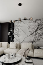 ROSSI 6-Lichts Hanglamp – Zwart Staal met Smoke Glazen Kappen