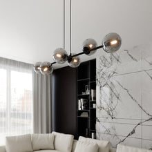 ROSSI 6-Lichts Hanglamp – Zwart Staal met Smoke Glazen Kappen
