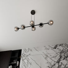 ROSSI 6-Lichts Hanglamp – Zwart Staal met Smoke Glazen Kappen