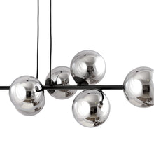 ROSSI 6-Lichts Hanglamp – Zwart Staal met Smoke Glazen Kappen