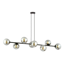 ROSSI 8-Lichts Hanglamp – Zwart Staal met Smoke Glazen Kappen