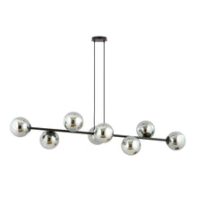 ROSSI 8-Lichts Hanglamp – Zwart Staal met Smoke Glazen Kappen