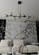 ROSSI 8-Lichts Hanglamp – Zwart Staal met Smoke Glazen Kappen