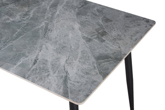 Eettafel KENZO – Rechthoekige eettafel 120 cm in grijs steenlook met metalen poten