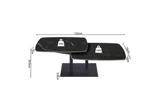 Salontafel Sendai draaibaar zwart marmerlook steen – moderne design koffietafel