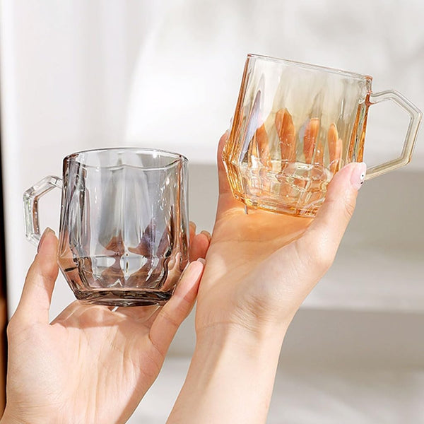 Set van 6 glazen met handvat – hittebestendig, stijlvol en veelzijdig in amberkleur