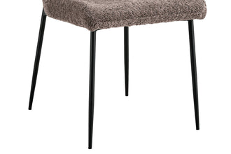 Eetkamerstoel Lisa Bouclé Zand Taupe – Luxe Moderne Stoel met Zwarte Poten