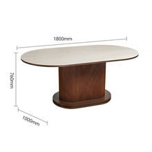Design Eettafel AZUR Ovaal 180x110 cm – Beige Keramisch Tafelblad & Ribbel Houten Onderstel – Moderne Luxe Eetkamertafel 76 cm Hoog