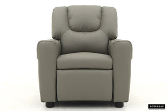 Kinder Relaxfauteuil RENÉE – Manueel verstelbare mini relaxstoel in grijs PU