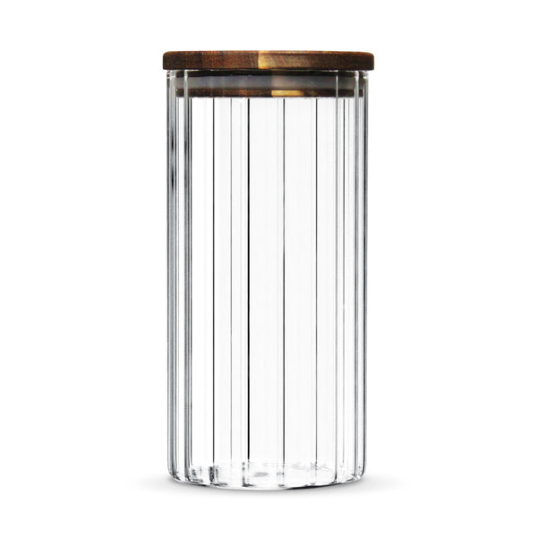 Borosilicaatglas opbergpot Linea 1000 ml met acaciahouten deksel
