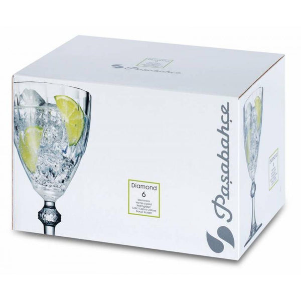 Pasabahce Diamond luxe wijnglazen – 6 stuks – 300 ml kristalglas look – detailfoto 2
