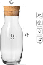 Krosno Pure Karaf 1,1 Liter met Kurkdop – Glazen Waterkaraf voor Water, Sap & Infused Drinks