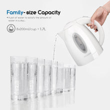 Waterkoker 1.7L 2200W Kunststof – Automatische Uitschakeling, Droogkookbeveiliging & 360° Draaibare Basis – Wit