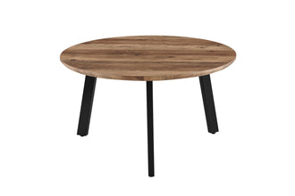 Set van 2 salontafels Aziz mango decor rond – moderne houten koffietafels met metalen poten