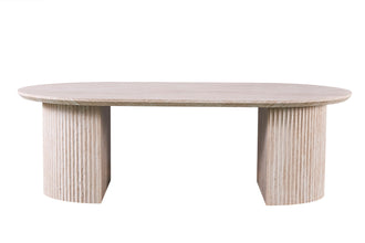 Salontafel Lagos 120 cm ovaal travertin look beige – moderne design koffietafel