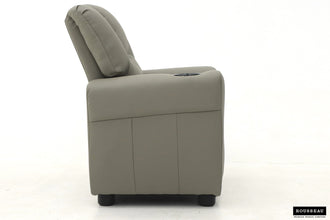 Kinder Relaxfauteuil RENÉE – Manueel verstelbare mini relaxstoel in grijs PU