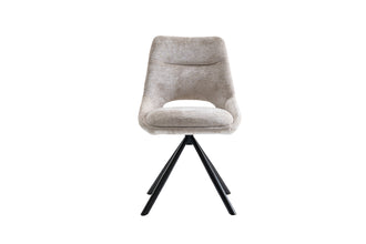 Eetkamerstoel DANTE – Comfortabele stoffen stoel met metalen poten in beige