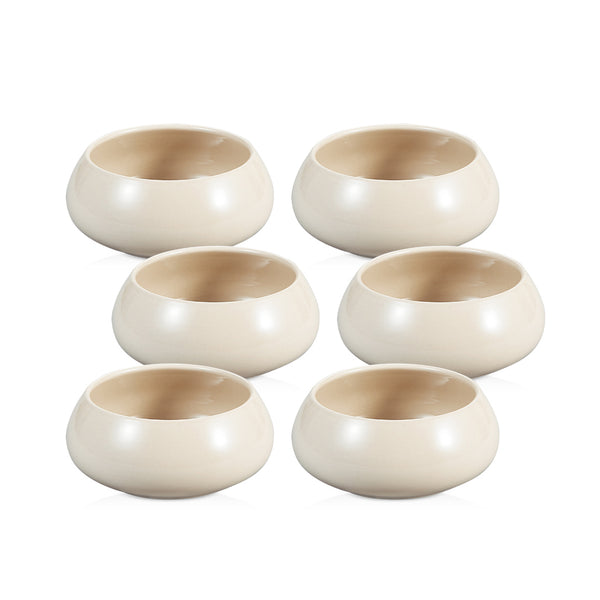 Chubby porseleinen kommetjes – beige – set van 6 - 11,5 x 5 cm