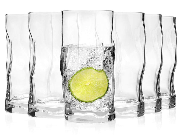 Set van 6 trendy wave longdrink glazen – stijlvol, hittebestendig en veelzijdig