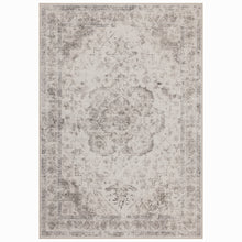 Bovenaanzicht van rechthoekig beige Inka vloerkleed met vervaagd grijs vintage patroon