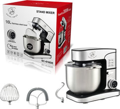 Keukenmachine 16L XXL (2800W) – Deegmixer/Deegkneder – 12 Snelheden + Timer – RVS Mengkom – Incl. Garde, Klopper & Deeghaak