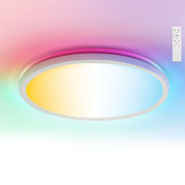 LED Ultradunne Plafondlamp 24W RGB+CCT – Dimbaar, 3000K-6500K Daglicht/Warm Licht – Ø420mm met Afstandsbediening