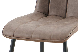 Eetkamerstoel Furas – Bruin Vintage PU Leer – Zwarte Metalen Poten