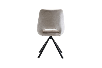 Eetkamerstoel DANTE – Comfortabele stoffen stoel met metalen poten in beige
